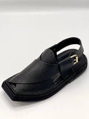 kaptan black dotted handmade chapal