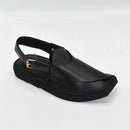 kaptan black dotted handmade chapal