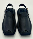 kaptan black dotted handmade chapal